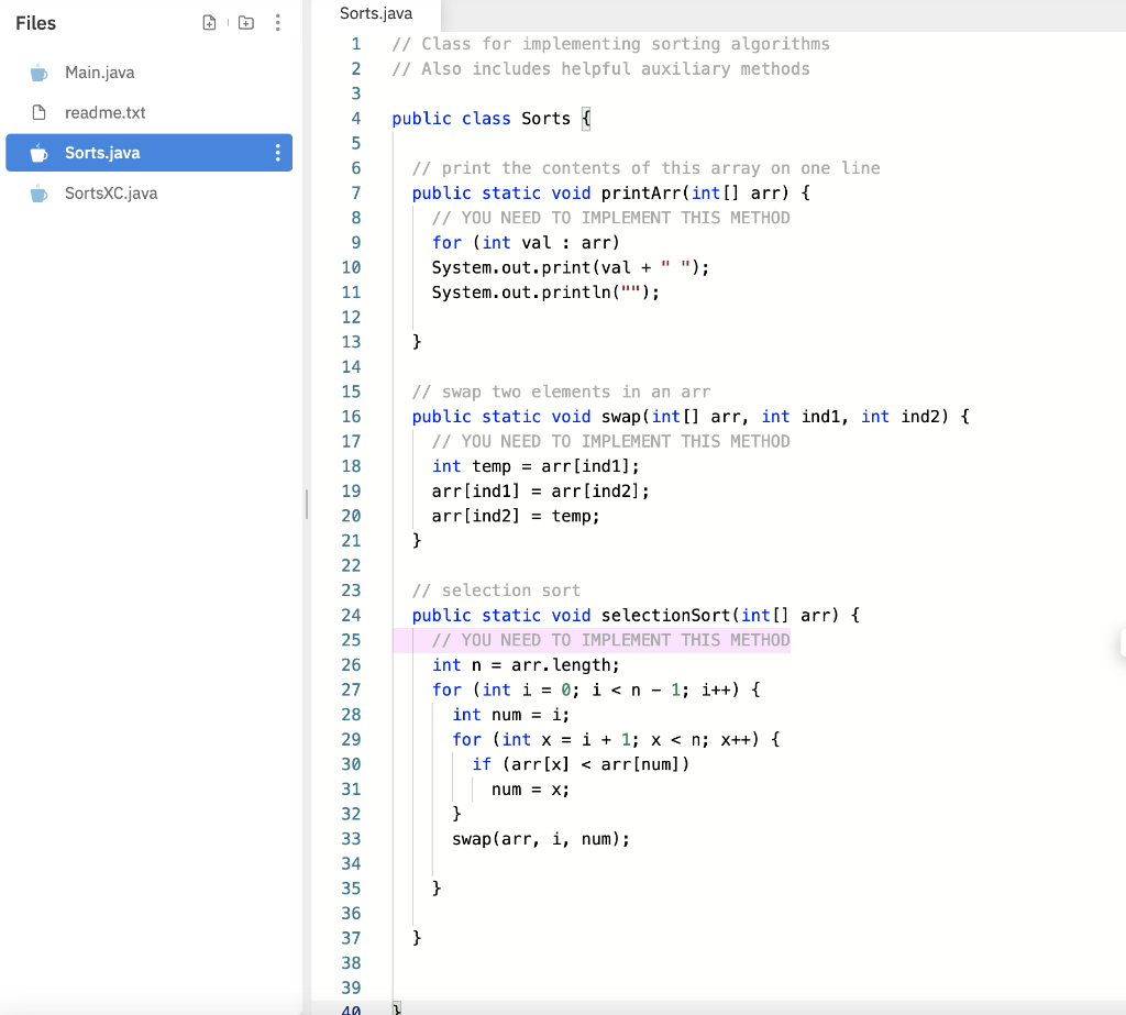 Solved go to your Sorts project in repl.it and add the | Chegg.com
