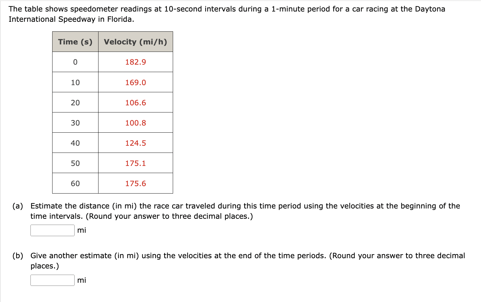 Solved The Table Shows Speedometer Readings At 10-second | Chegg.com