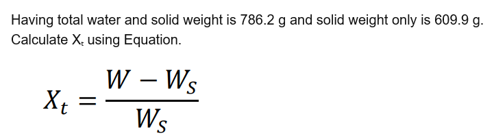 Solved Having total water and solid weight is 786.2 g and | Chegg.com