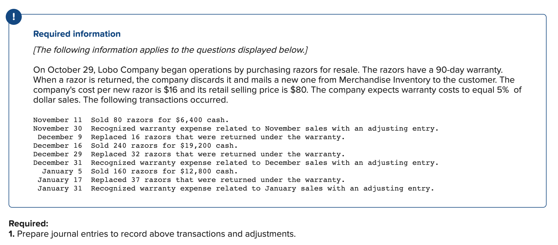 Solved ! Required information [The following information