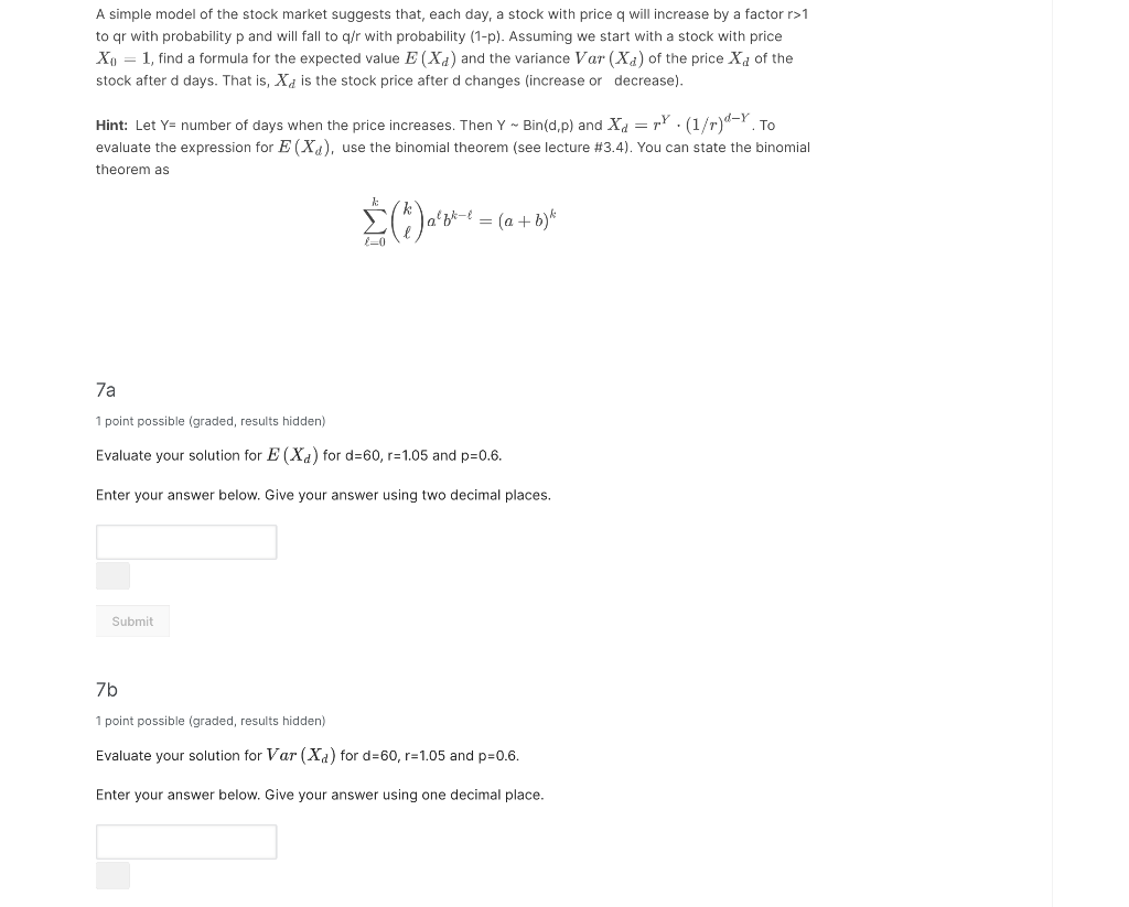 Solved A Simple Model Of The Stock Market Suggests That, | Chegg.com