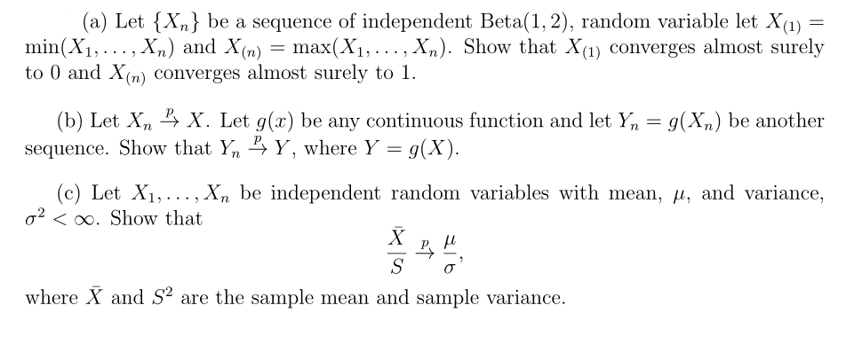 A Let Be A Sequence Of Independent Beta 1 Chegg Com