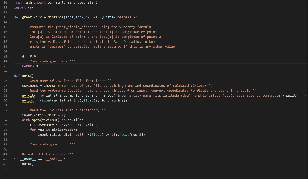 7.15 LAB: Great-Circle Distances between cities on | Chegg.com