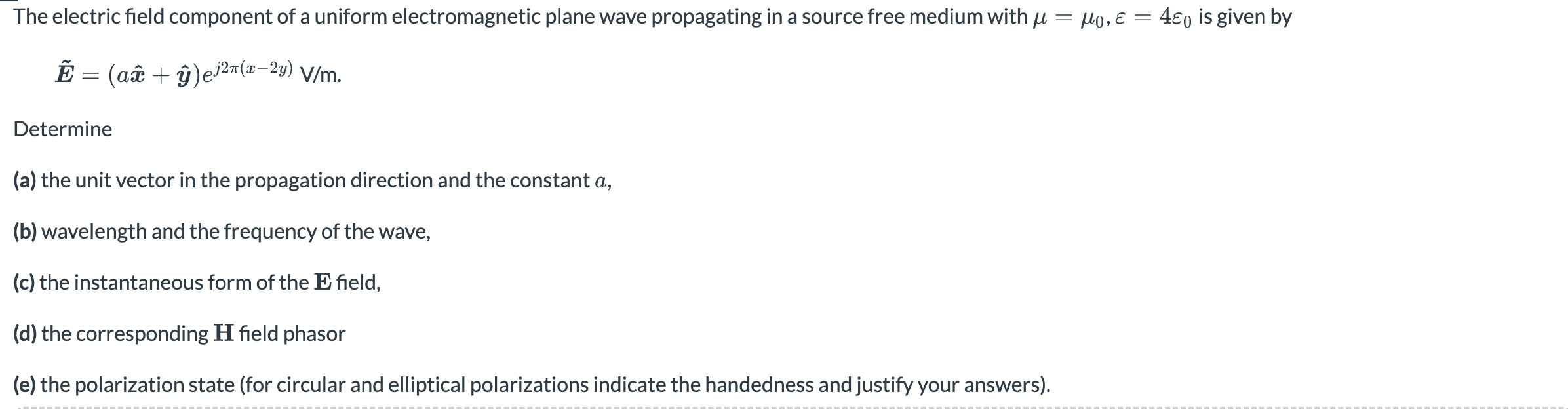Solved The electric field component of a uniform | Chegg.com