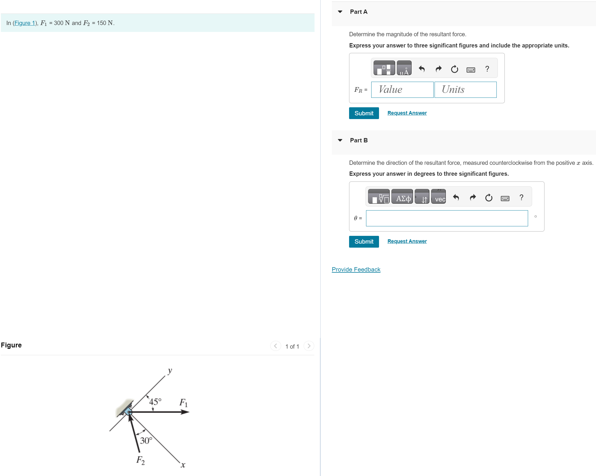 solved-f1-300-n-and-f2-150-n-part-bdetermine-the-chegg