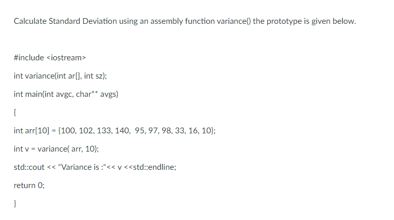 Solved Calculate Standard Deviation using an assembly | Chegg.com