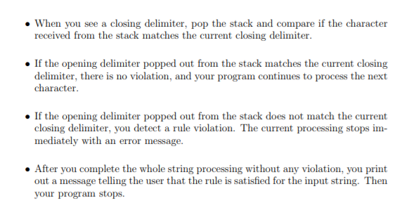 Hi here is a C++ project about Delimiter Matching. | Chegg.com