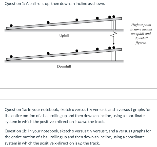 Solved Question 1 A ball rolls up, then down an incline as