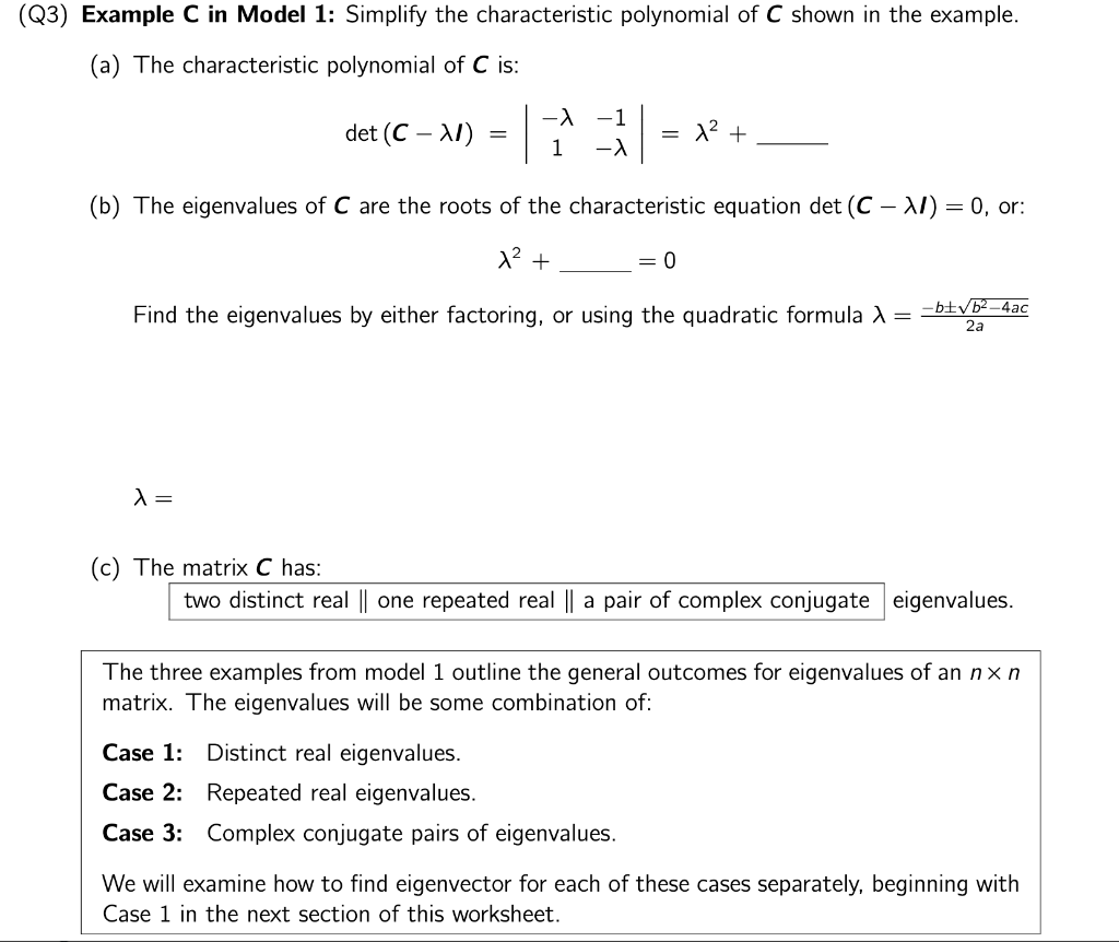 Solved (Q3) Example C in Model 1: Simplify the | Chegg.com