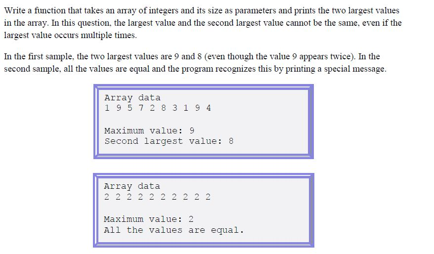 Solved Write a function that takes an aray of integers and | Chegg.com