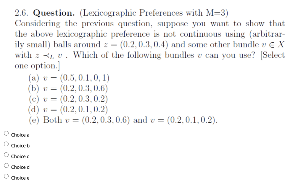 2.6. Question. (Lexicographic Preferences with M=3 ) | Chegg.com