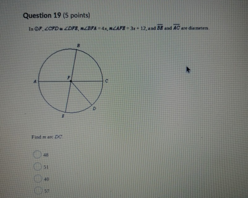 Solved Question 19 (5 points) In OF, LCFD - ZDF8, m_BPA = | Chegg.com
