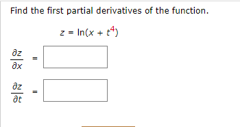 Solved Find the first partial derivatives of the function. | Chegg.com