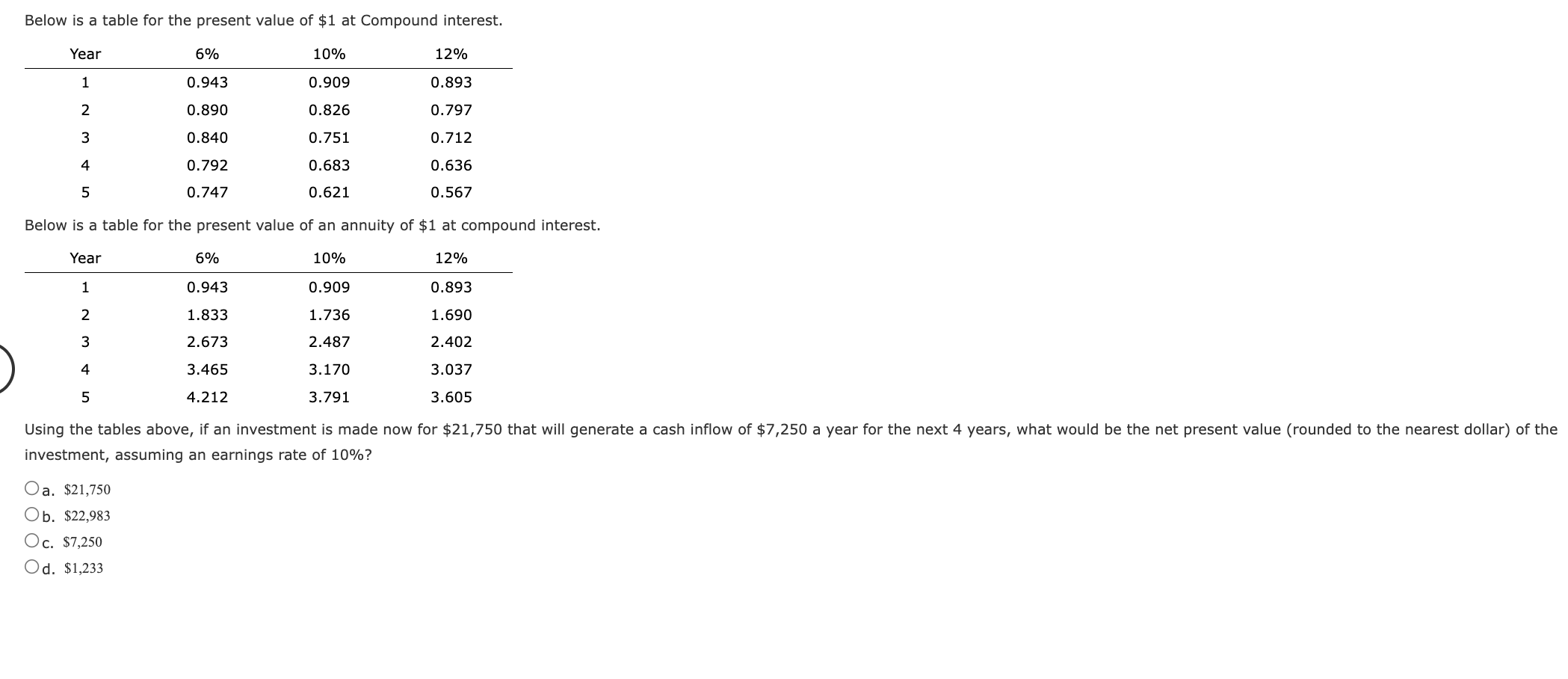 Solved Below is a table for the present value of $1 at | Chegg.com