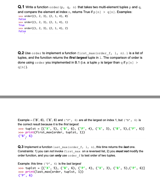 Solved Q.1 Write a function order (p,q,n) that takes two | Chegg.com