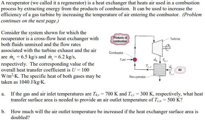 Solved A recuperator (we called it a regenerator) is a heat | Chegg.com