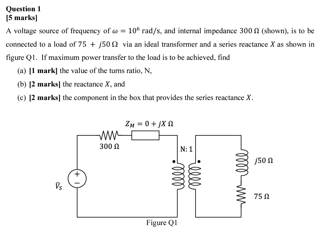 Solved A voltage source of frequency of ω=106rad/s, and | Chegg.com