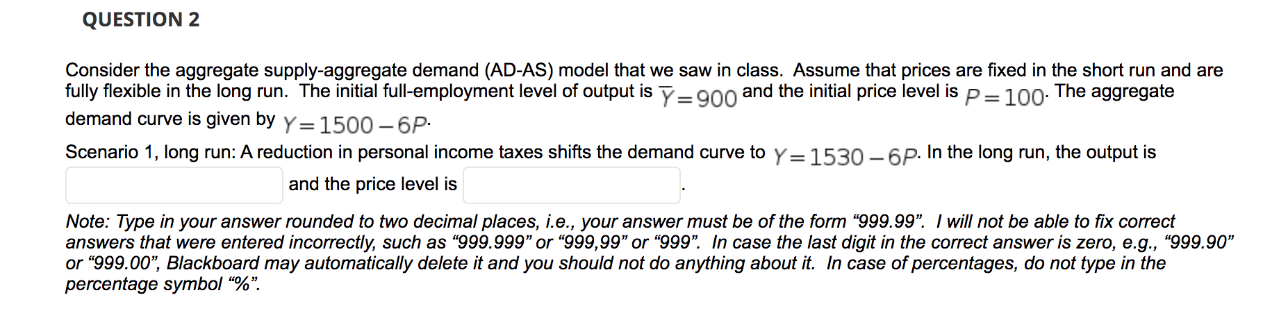 Solved QUESTION 2 Consider The Aggregate Supply-aggregate | Chegg.com