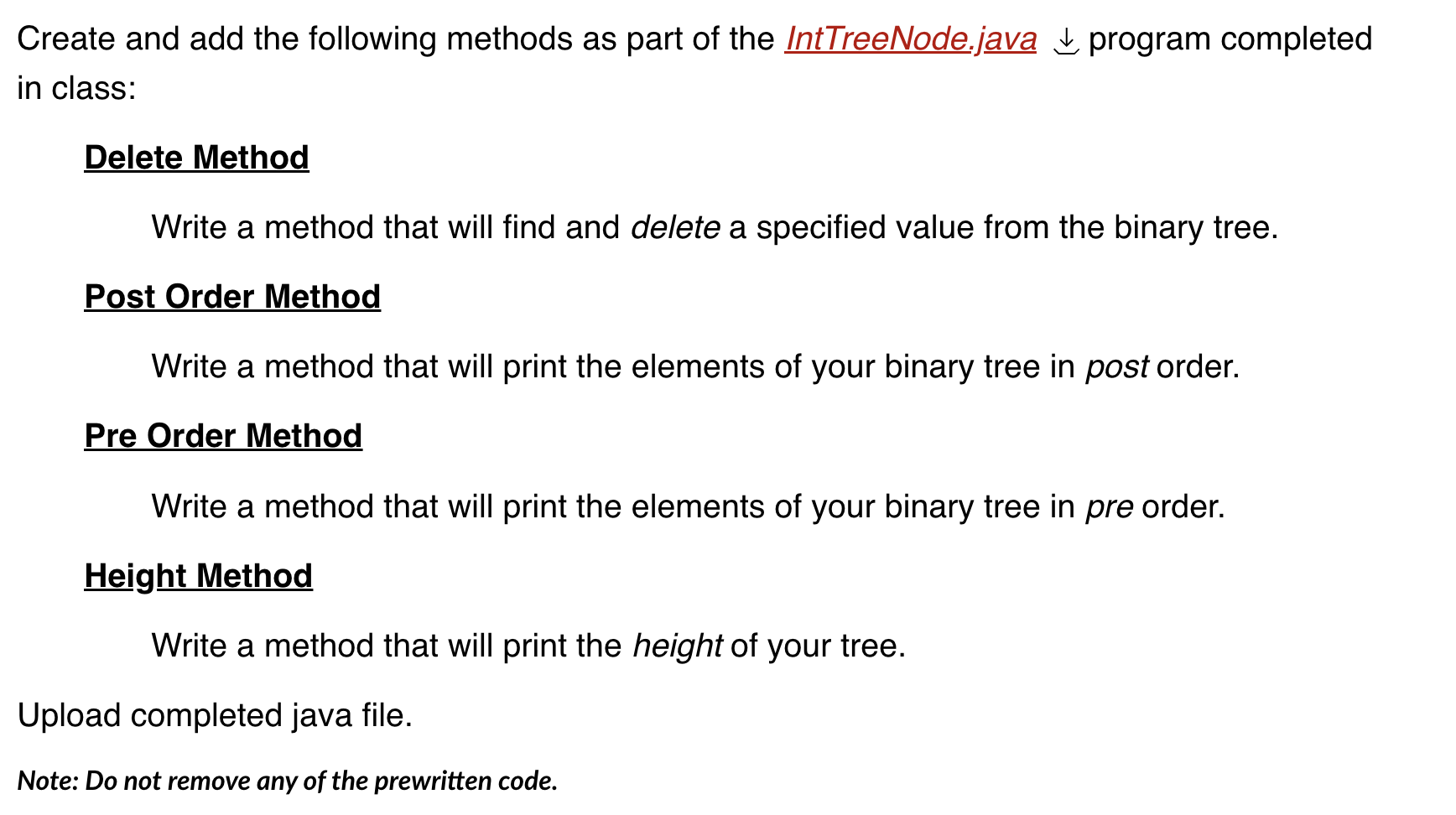Solved Create and add the following methods as part of the | Chegg.com