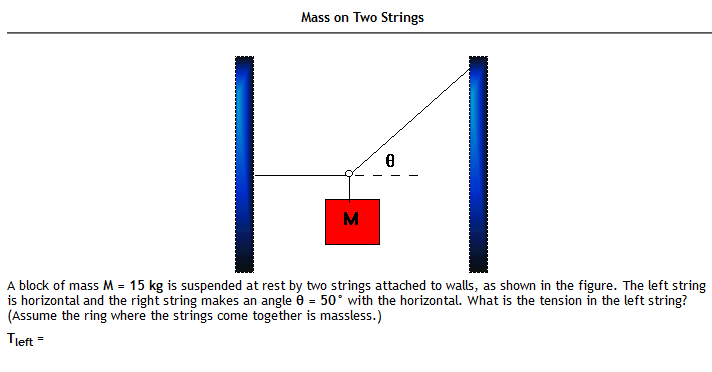 Solved Mass On Two Strings 0 M A Block Of Mass M = 15 Kg Is 