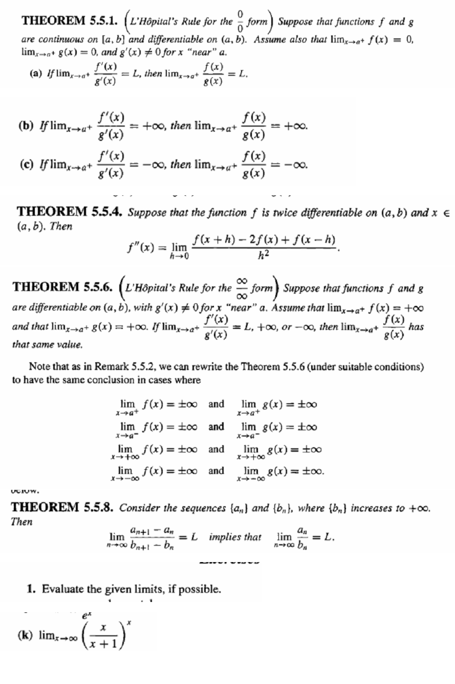 Solved REAL ANALYSISPlease solve exercise K using l'hopital | Chegg.com