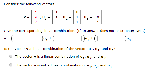 Solved Consider The Following Vectors 4 1 V 9 0 Chegg Com