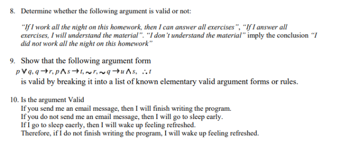 Solved 8. Determine whether the following argument is valid | Chegg.com