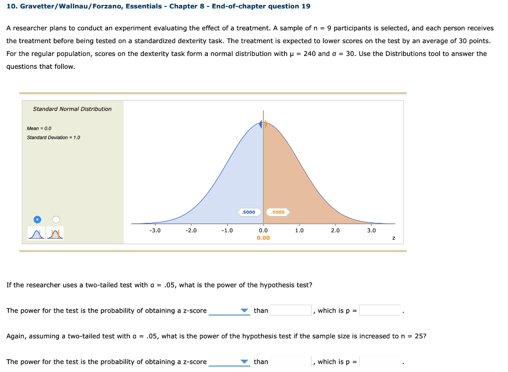 Solved 10. Gravetter/Wallnau/Forzano, Essentials - Chapter 8 