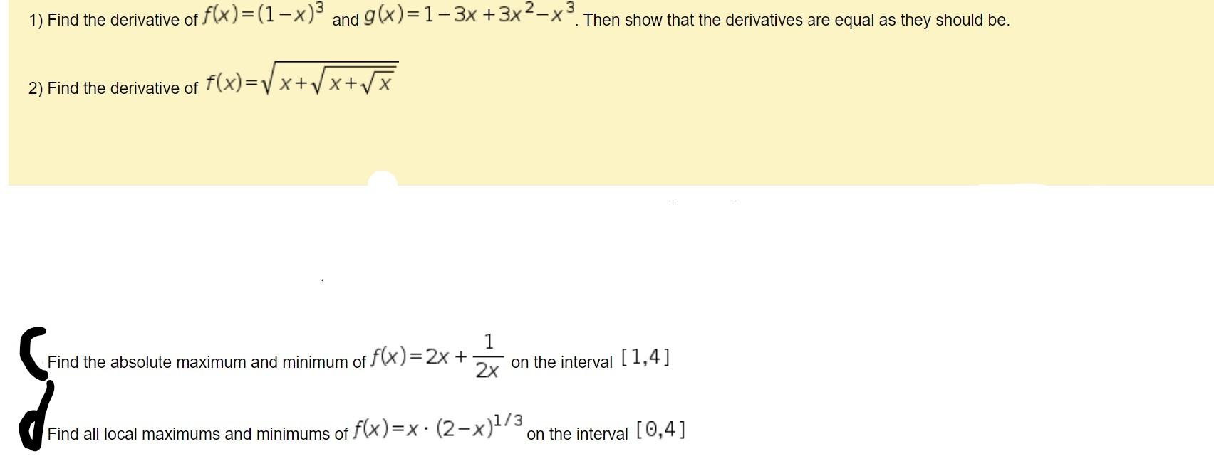 derivative of x x 1 3