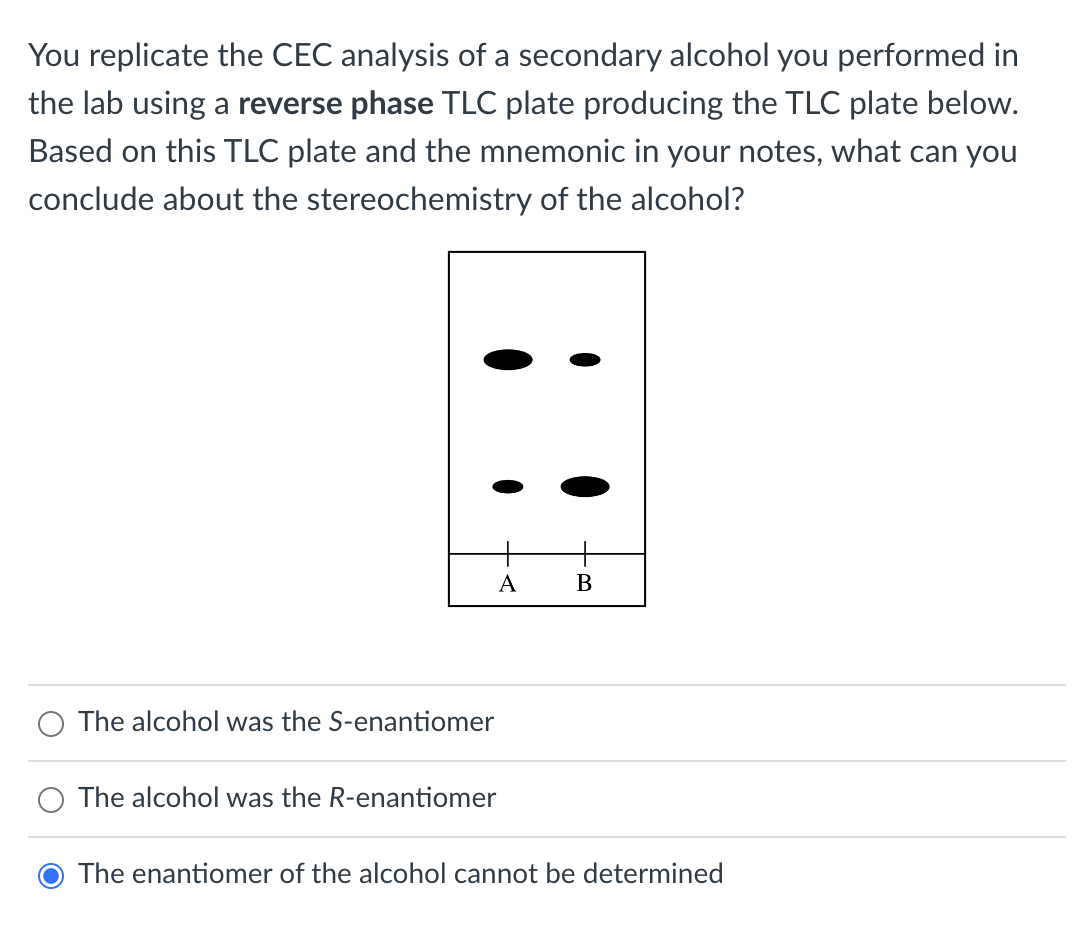 Solved You replicate the CEC analysis of a secondary alcohol