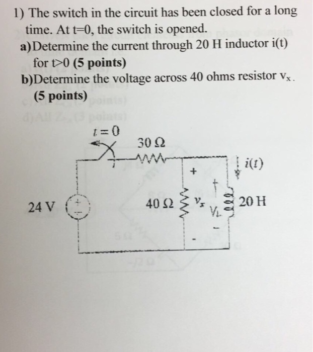 Solved The switch in the circuit has been closed for a long | Chegg.com