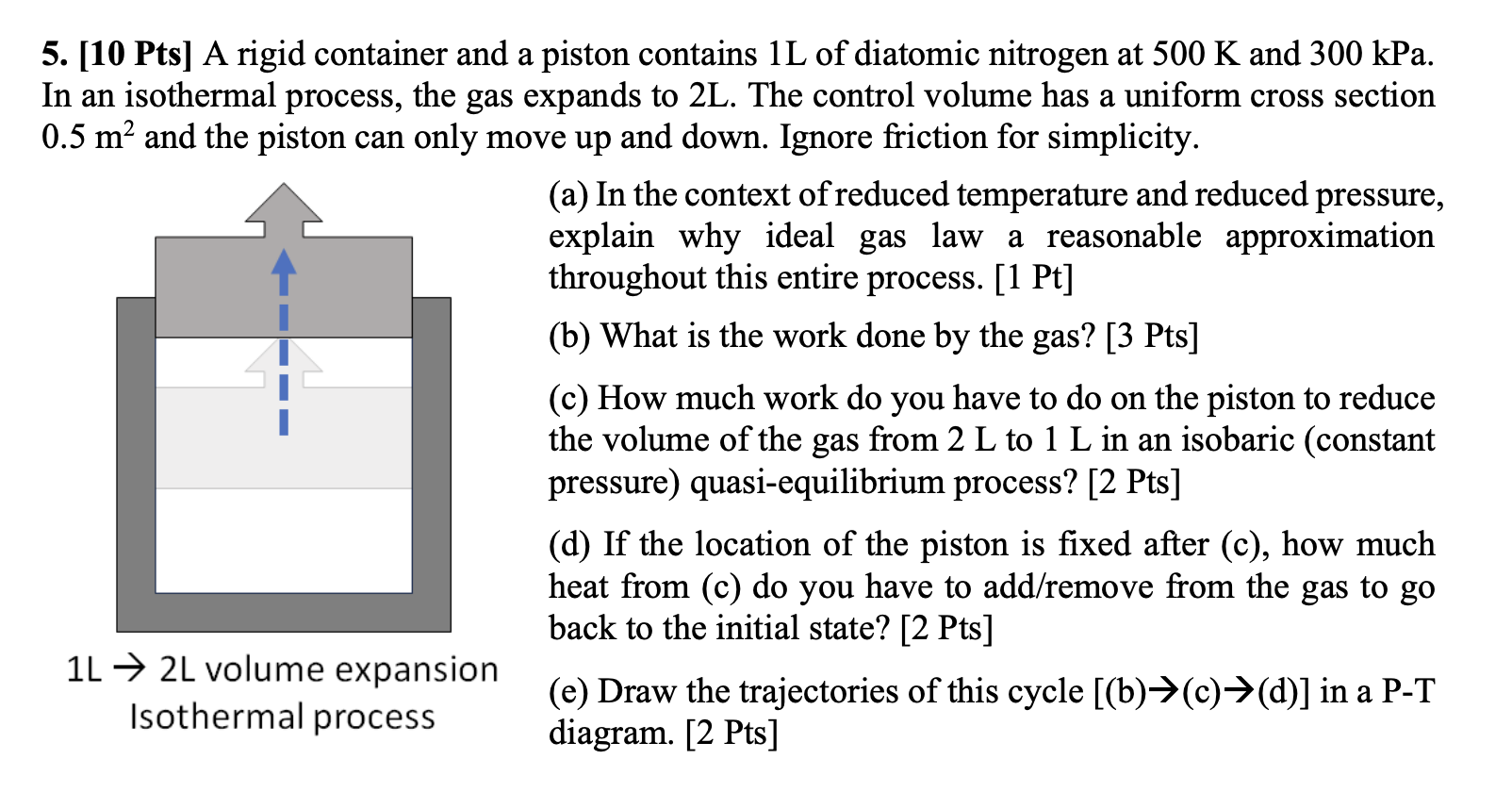 Solved 5. [10Pts] A rigid container and a piston contains 1 | Chegg.com
