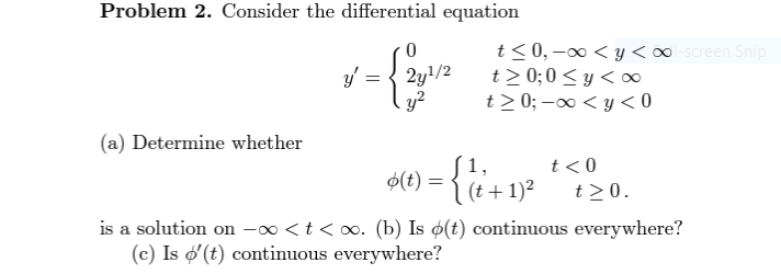 Solved Problem 2. Consider the differential equation | Chegg.com