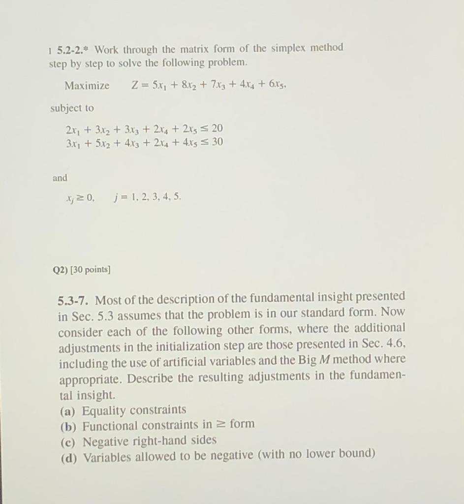 Solved I 5.2-2.* Work through the matrix form of the simplex | Chegg.com