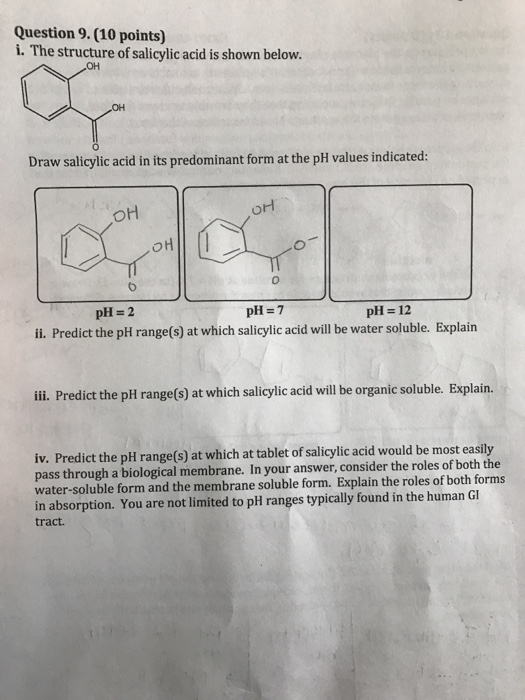 Solved draw salicylic acid in its predominant form at the ph