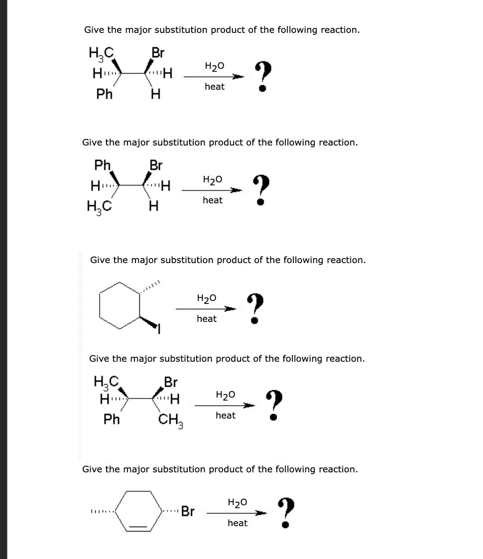 Solved Give The Major Substitution Product Of The Followi Chegg Com