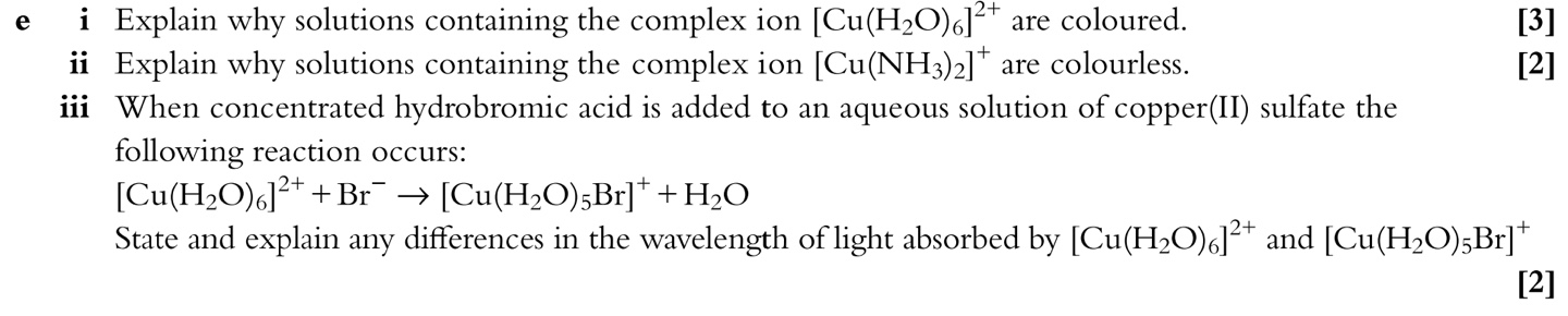 Solved e i Explain why solutions containing the complex ion | Chegg.com