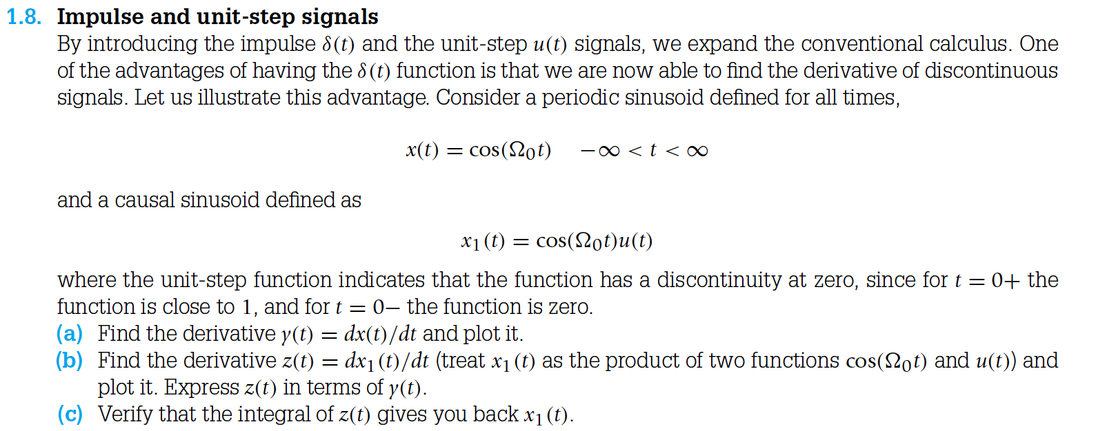 Solved 8. Impulse and unit-step signals By introducing the | Chegg.com