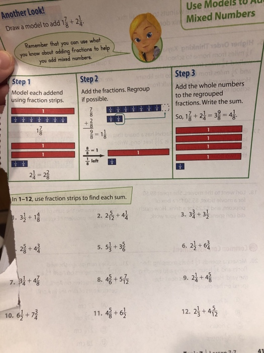 Solved Use Models 0 AU Mixed Numbers Another Look! Draw a | Chegg.com