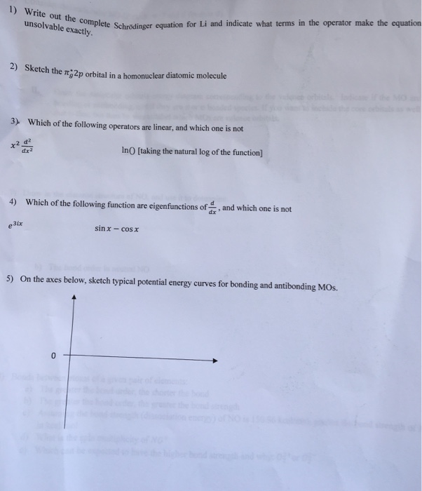 Solved write out the complete Schrodinger equation for Li | Chegg.com