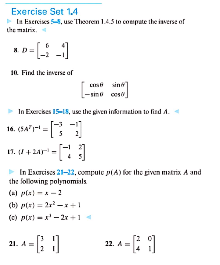 Solved Exercise Set 1.4 In Exercises 58, use Theorem 1.4.5 | Chegg.com