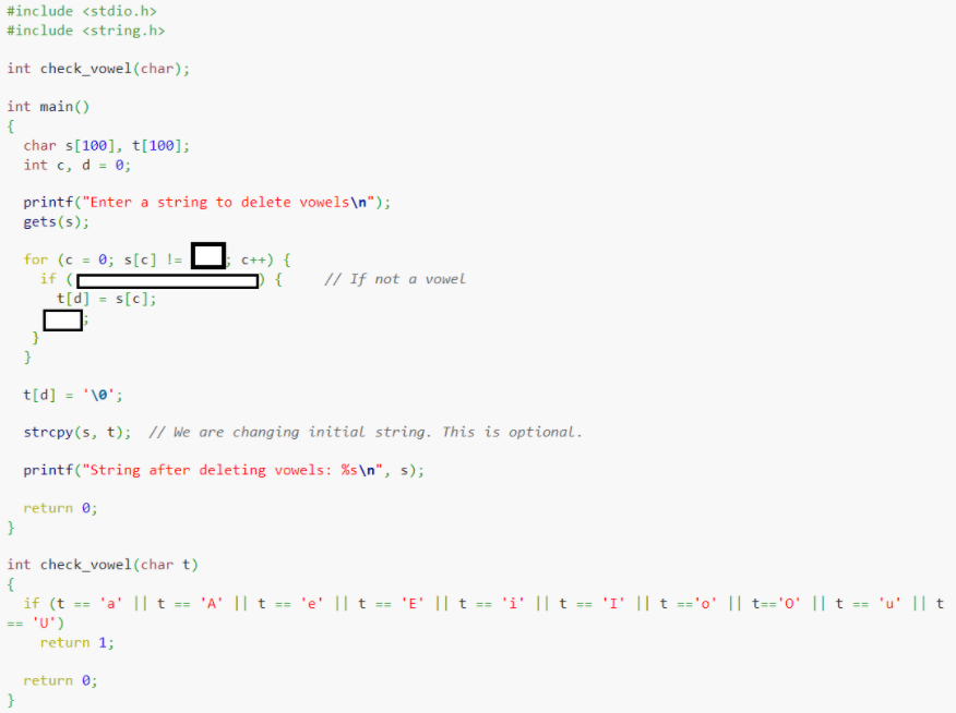 Solved #include #include int check_vowel (char); int | Chegg.com