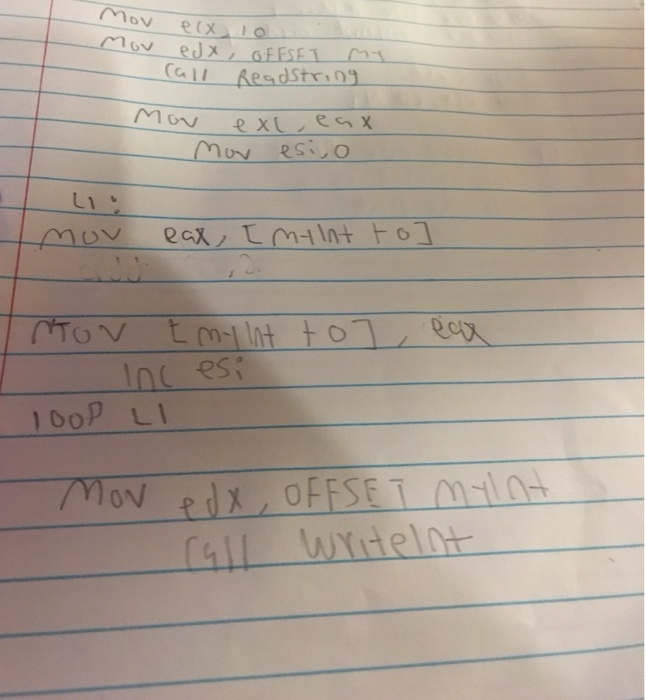Solved Assembly language kip irvine x86Allow a user to type | Chegg.com
