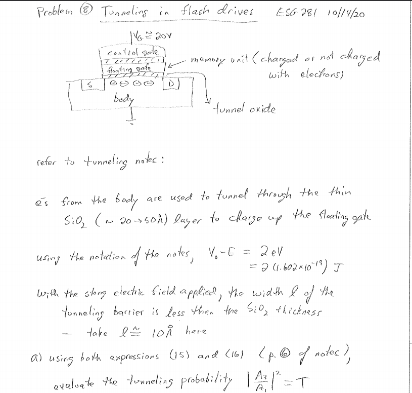 Solved Problem Tunneling In Flash Drives Esg 281 10 14 Chegg Com