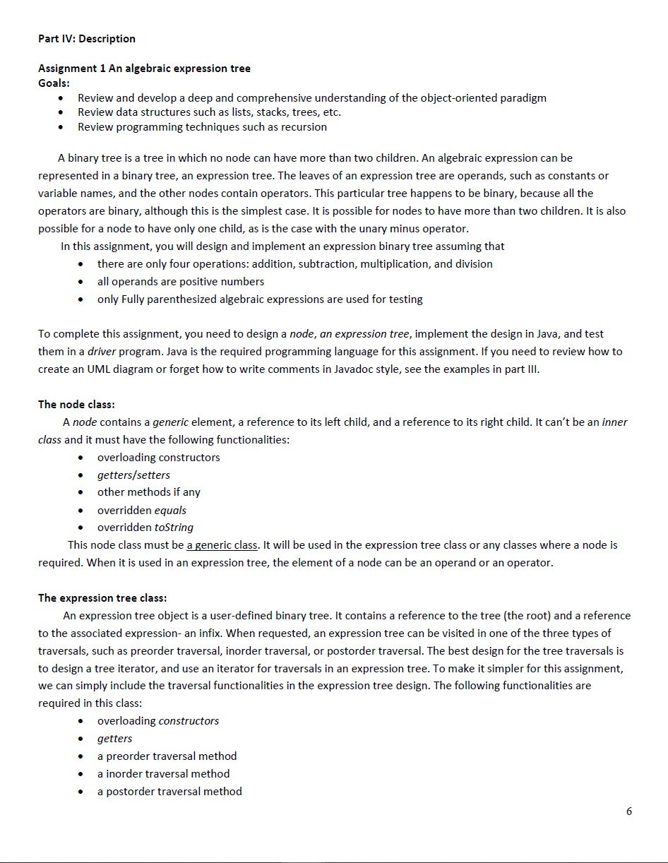 Solved Part IV: Description Assignment 1 An algebraic | Chegg.com