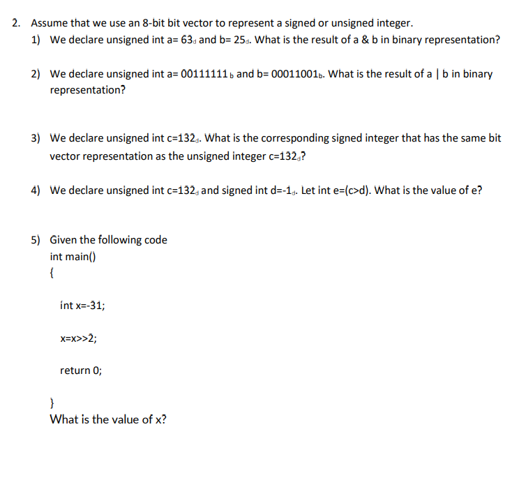 Solved Assume that we use an 8-bit bit vector to represent a | Chegg.com