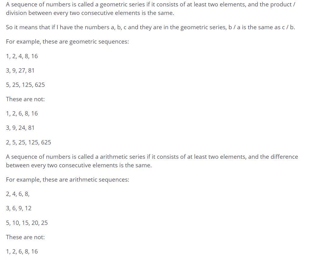 Solved A sequence of numbers is called a geometric series if | Chegg.com