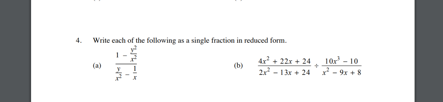 Solved 4. Write each of the following as a single fraction | Chegg.com