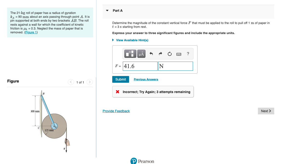 Solved Part A The 21-kg roll of paper has a radius of | Chegg.com