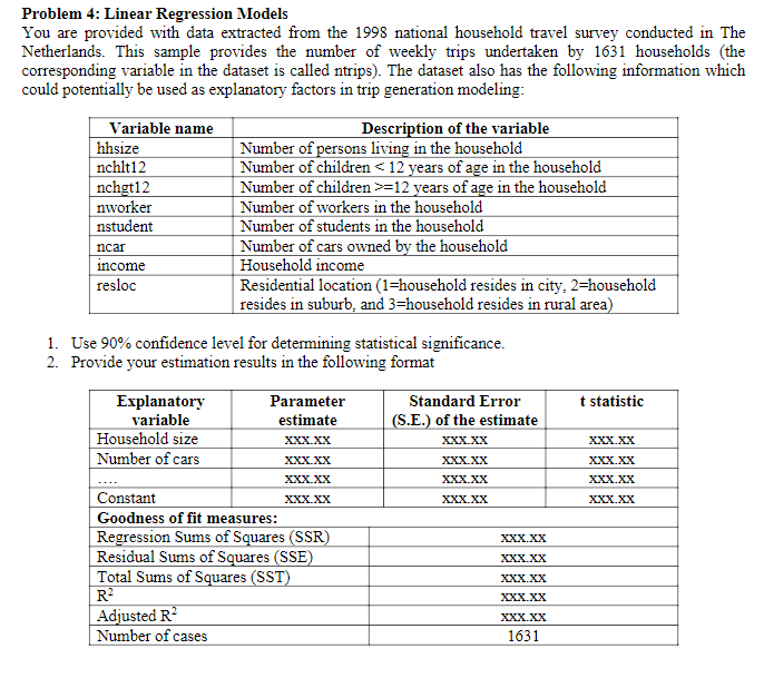 Problem 4: Linear Regression Models You are provided | Chegg.com